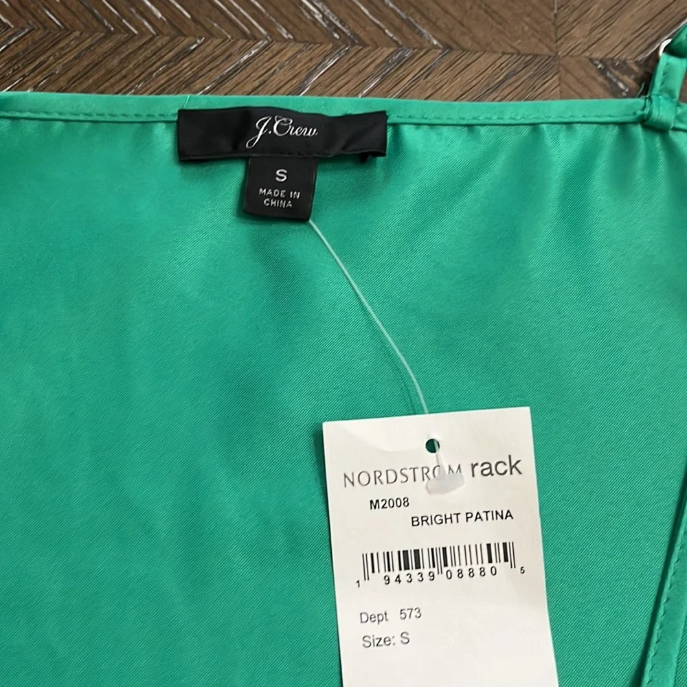 NWT J. Crew silky green (bright patina) cami top Size S